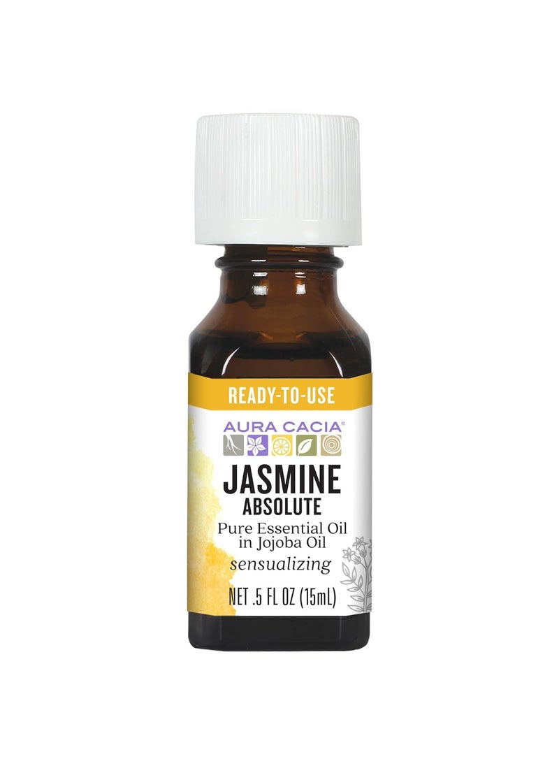Aura Cacia Jasmine Absolute in Jojoba Oil | GC/MS Tested for Purity | 15ml (0.5 fl. oz.)