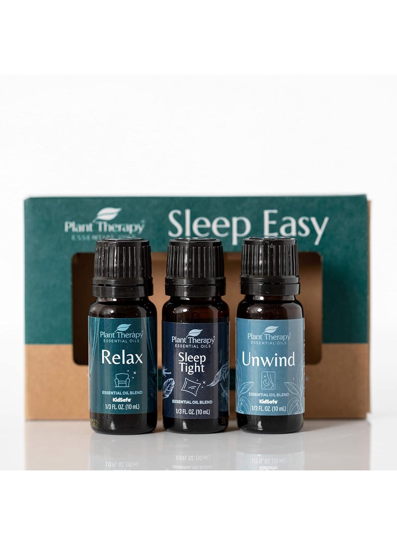 Plant Therapy Sleep Easy Essential Oil Blend Set 10 mL (1/3 oz) Each of Relax, Sleep Tight & Unwind, Pure, Undiluted, Essential Oil Blends