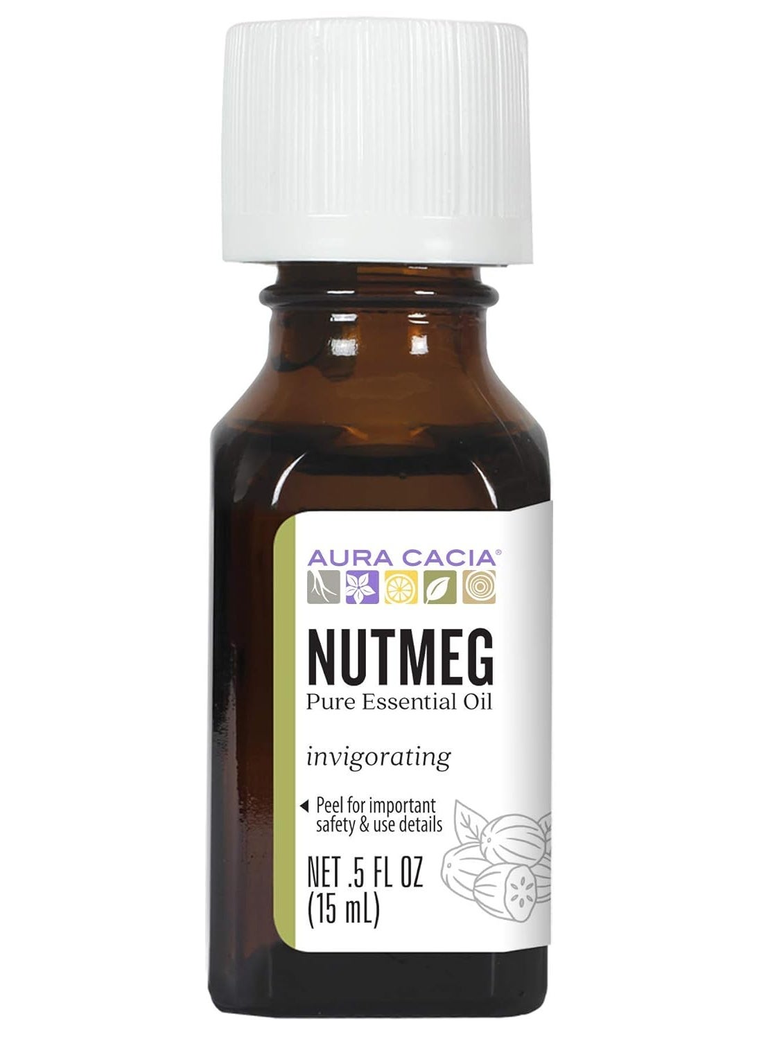 Aura Cacia Pure Nutmeg Essential Oil | 0.5 fl. oz. | Myristica fragrans