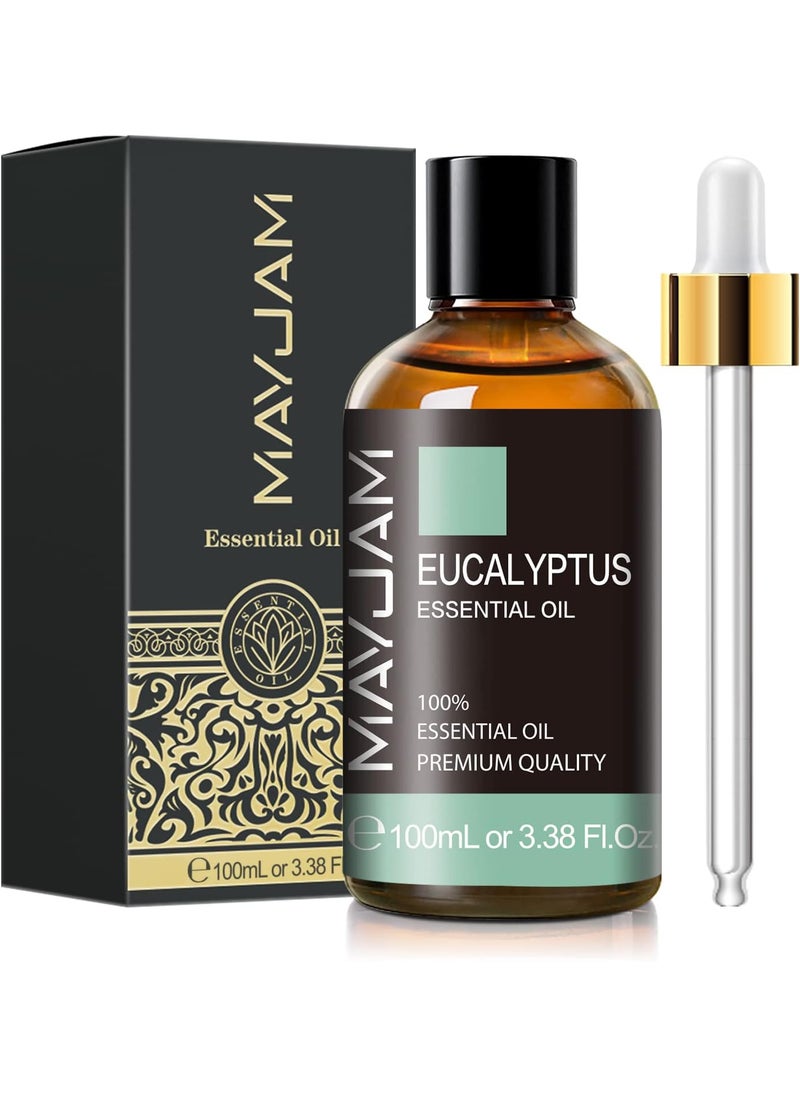 Eucalyptus Essential Oil, MAYJAM 3.38fl.oz Large Bottle Pure Essential Oils, Perfect for Living Room Bedroom Office Car Use