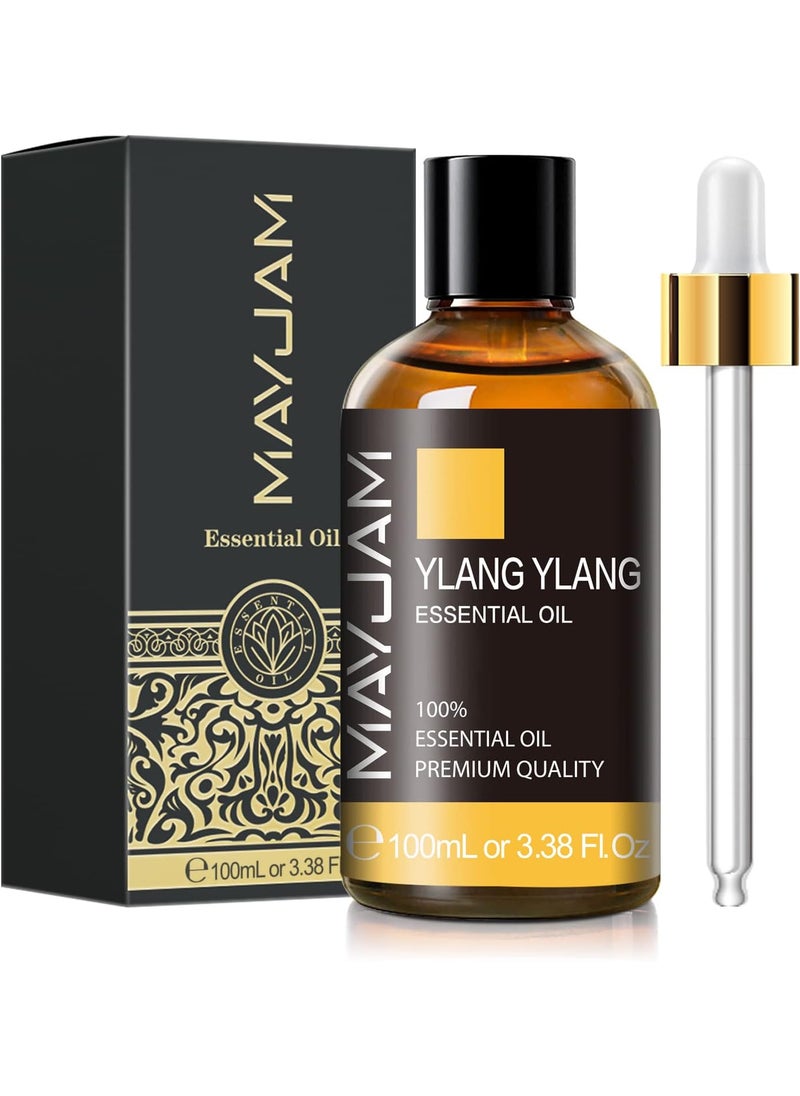 Ylang Ylang Essential Oil, MAYJAM 3.38FL.OZ Premium Quality Essential Oils for Diffusers for Home, 100ML Ylang Ylang Oil Scented Oil, Great for DIY Soap Candle Making