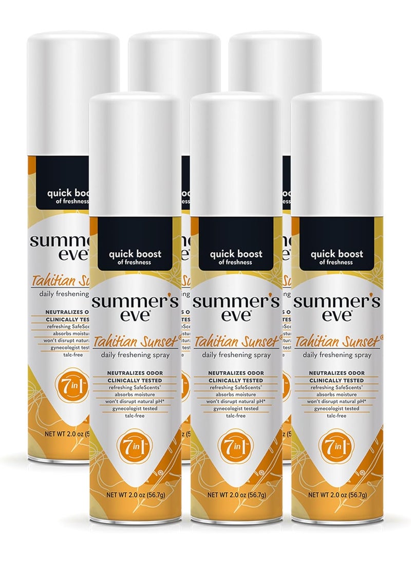 Summer's Eve Tahitian Sunset Daily Feminine Spray, 2 oz, 6 Pack