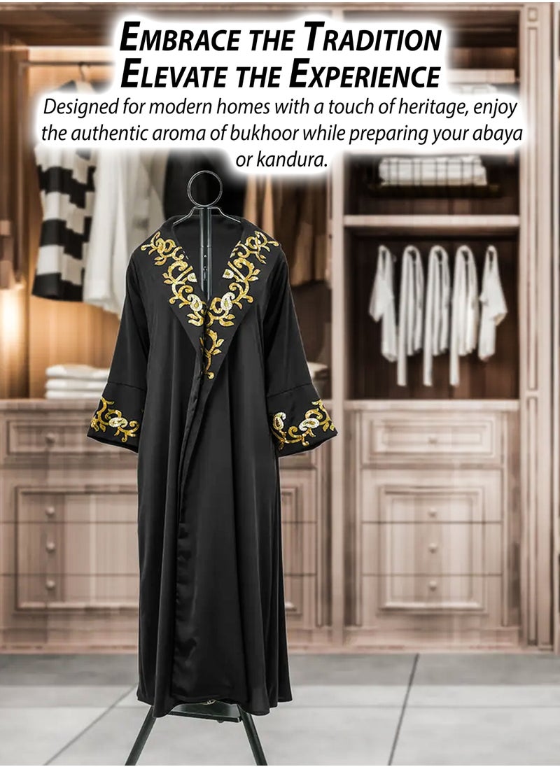 Vertical  Arabic Bukhoor Clothes Steamer Stand for Abaya Kandura Thobe 185cm Tall Carbon Steel Incense Burner with Umbrella Smoke Cap, 360° Steam Holes & Hanger for Traditional Garment Fragrance Dukhoon Bakhoor Oudh Al Makhmoukh Haneen Asrar Rehab Haramain