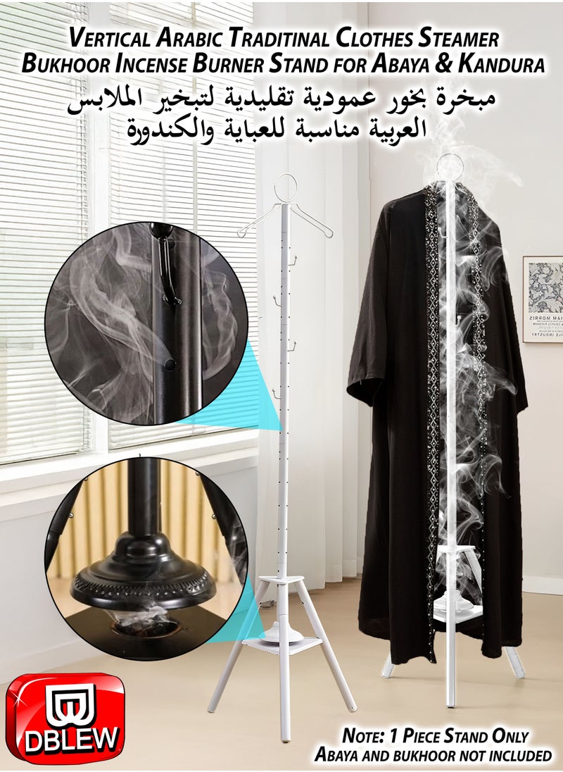 Vertical  Arabic Bukhoor Clothes Steamer Stand for Abaya Kandura Thobe 185cm Tall Carbon Steel Incense Burner with Umbrella Smoke Cap, 360° Steam Holes & Hanger for Traditional Garment Fragrance Dukhoon Bakhoor Oudh Al Makhmoukh Haneen Asrar Rehab Haramain