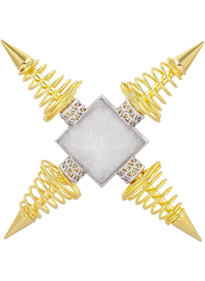 SUNYIK Pyramid Crystal Energy Generator, Healing Chakra Stone Point Conical Spring Four Directions Reiki Balancing Meditation, Rock Quartz, Gold Plated