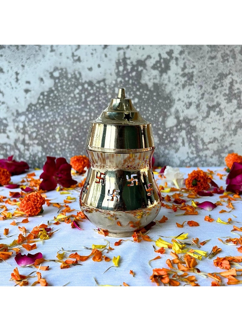 DARPAN KALA Pure Brass Kapoor Dani with Night Lamp Aroma Oil Diffuser Bakhoor Dani Incense Burner 135 cm