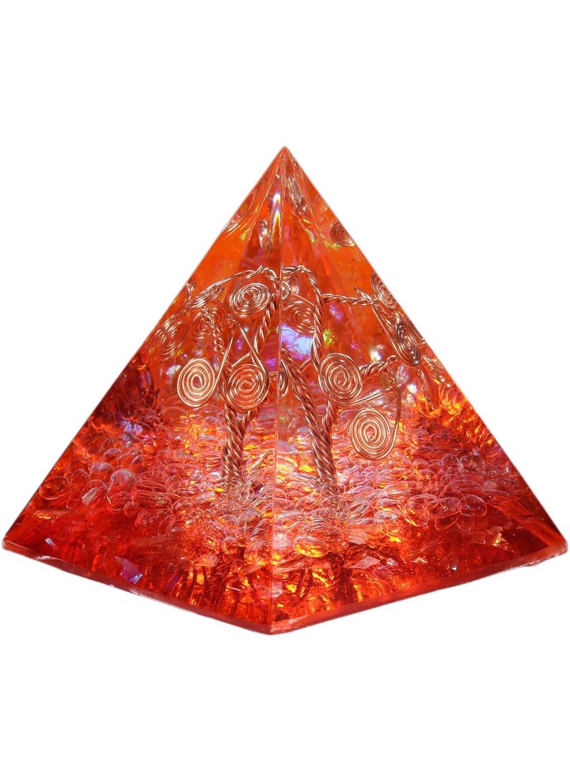 mookaitedecor Rock Quartz Crystal Orgone Pyramid with Copper Tree of Life, Healing Crystals Orgonite for Protection Meditation Yoga Energy Generator, Orange