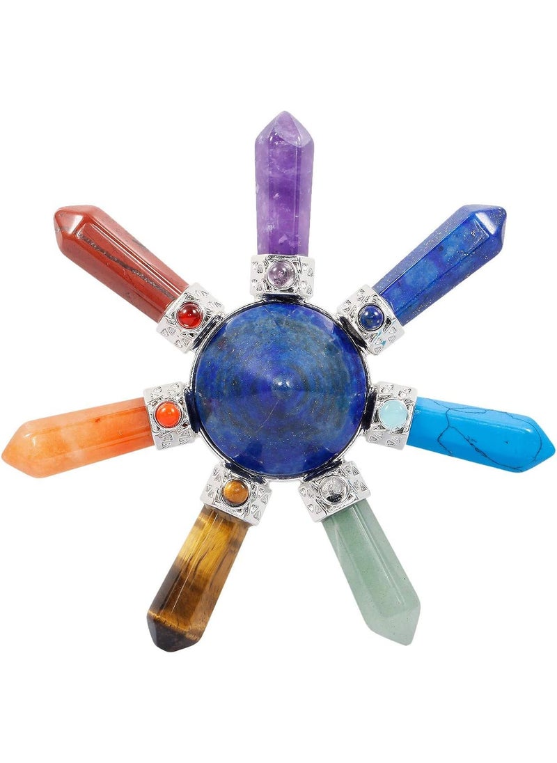 SUNYIK 7 Chakra Stone Energy Generator, Healing Crystal Point Cone with Seven Direction, Lapis Lazuli