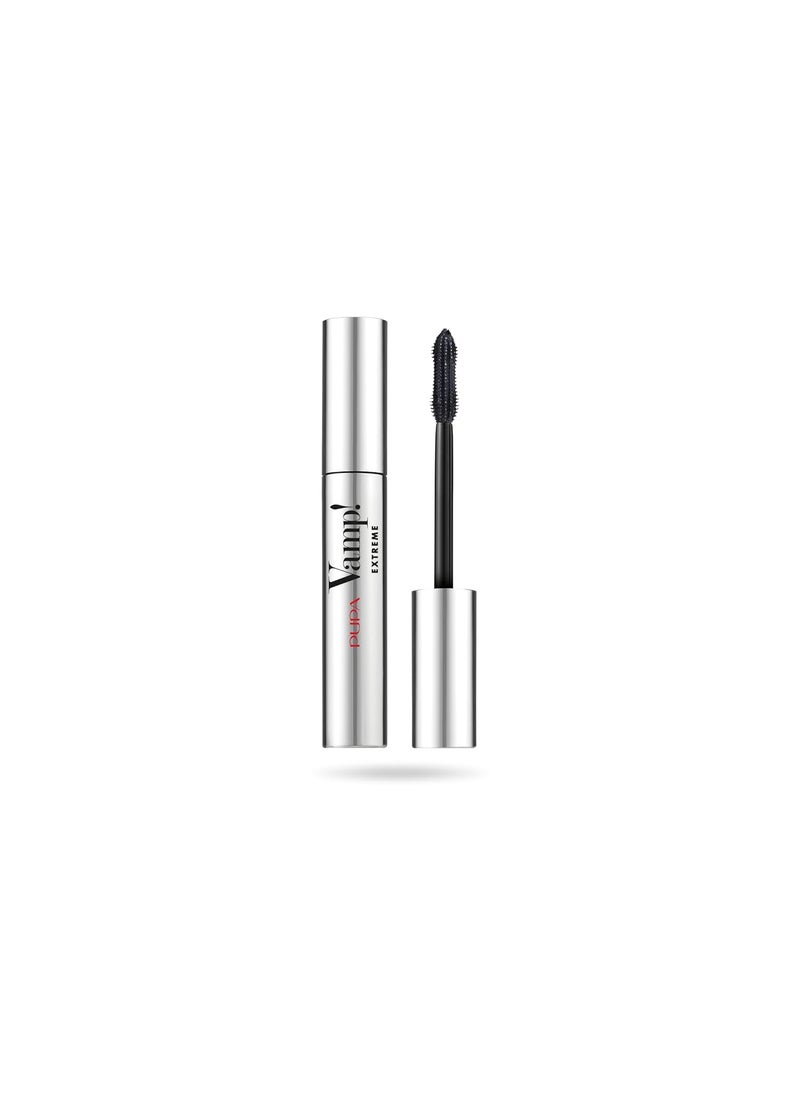 PUPA Milano Vamp! Extreme Mascara - For Voluminous And Dramatic Eyelashes Lengthening Defining Formula Adds Impact Boost Your Eye Allure With Long, Thick Lashes 010 Extra Black 0.4 Oz, I0111752