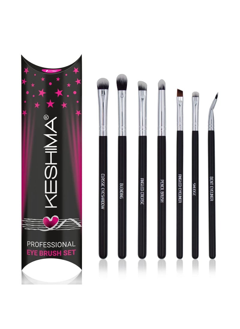 Keshima Professional Eye Makeup Brushes Set with Eyeshadow Brush, Eye Shadow Blending Brush, Smudge, Angled Crease, Pencil, Angled Eyeliner and Bent Eyeliner Brushes