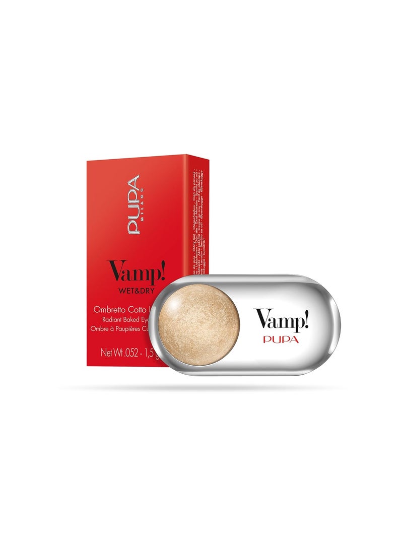 Pupa Milano Vamp! Wet and Dry Baked Eyeshadow - 201 Champagne Gold For Women 0.35 oz Eye Shadow
