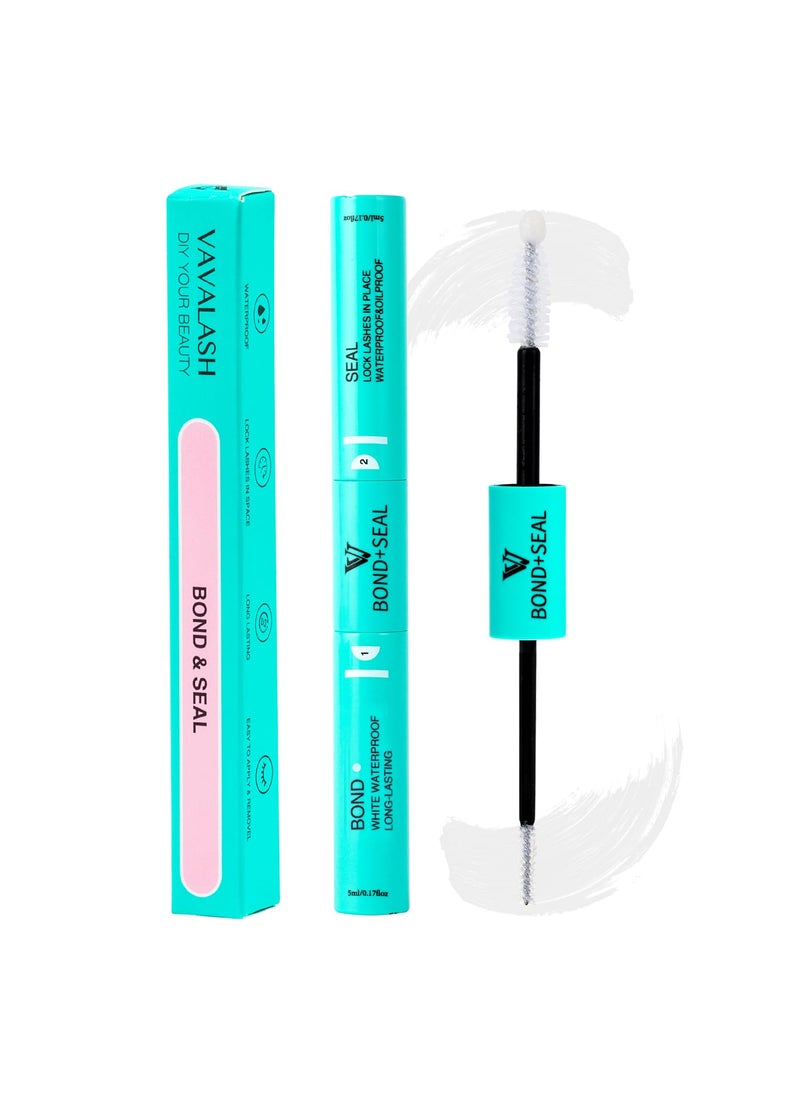 VAVALASH Bond and Seal Lash Clusters Glue 2 in 1 Long Lasting Clear Cluster Lash Glue for Eyelash Extensions Waterproof Adhesive and Sealant 48-72 Hours DIY Lash Extension Glue