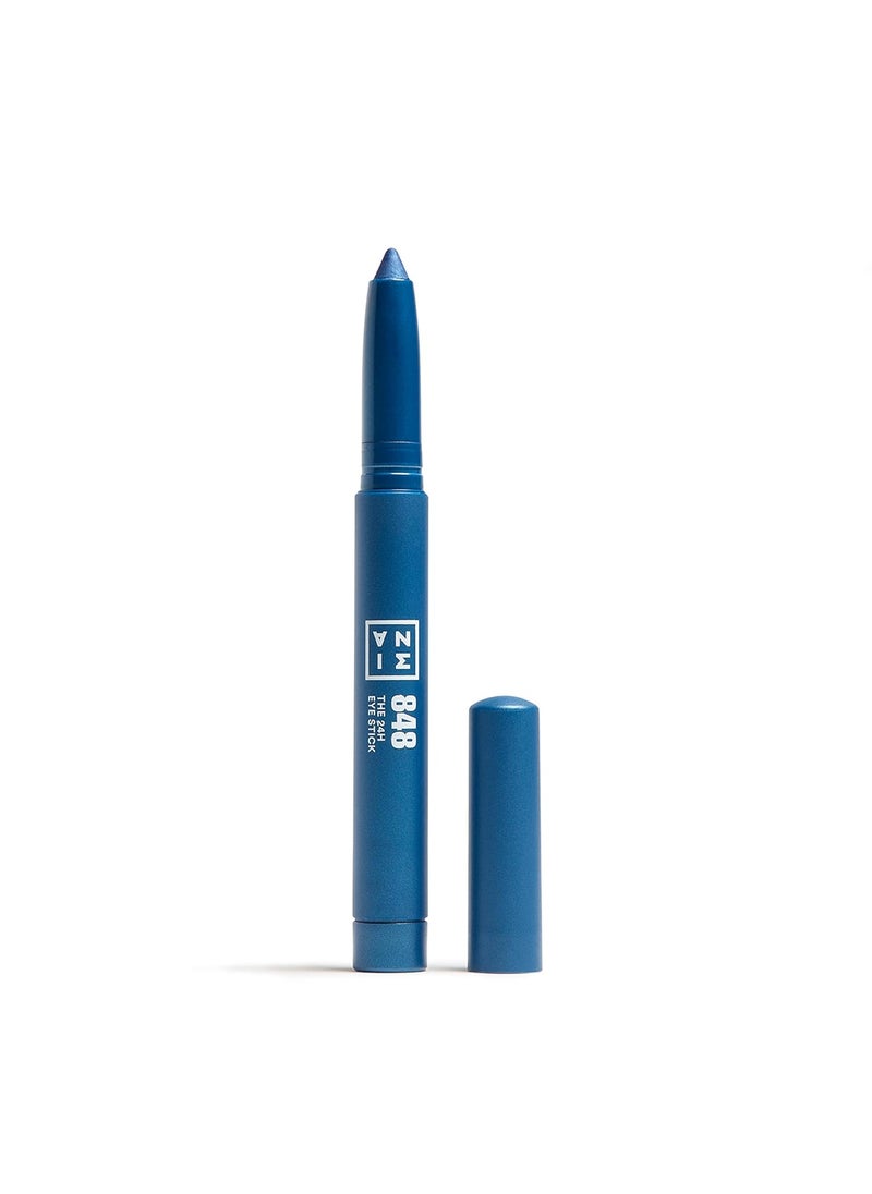 3INA The 24H Eye Stick - Creamy, Waterproof Formula - 2 In 1 Eyeshadow And Eyeliner - Highly Pigmented Shades - 24 Hour Long Lasting - Metallic Finish - 848 Metallic Vivid Blue - 0.049 Oz