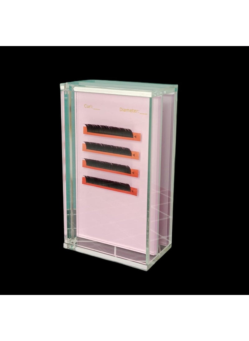 Two Layers Eyelash Grafting Pallet with Cover, Dust-proof Acrylic Lash Tile holder, Eyelash Extensions Storage Gasket Pads 2 Tiers for Beginners Beauty Artist Salon (Pink)