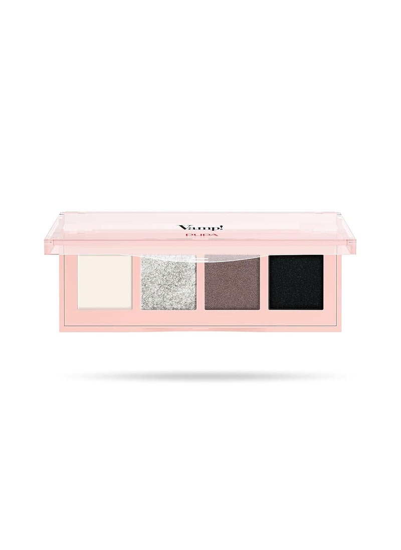 Pupa Milano Vamp! 4 Eyeshadow Palette, 005 Intense Smoky, 0.183 oz - Eye Makeup - Matt, Satin, Metallic Finishes - Lightweight - Blends Easily - Talc-Free