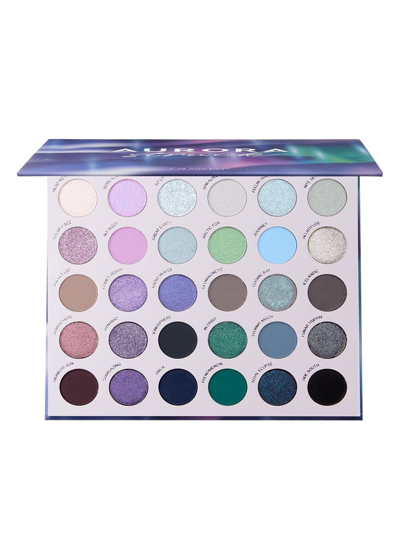 ColourPop Aurora Struck Eyeshadow Palette - Cool Tone Eye Makeup Palette with Matte, Metallic, Matte Sparkle & Glitter Finishes - High-Pigment Eye Makeup with a Long-Wearing Formula (1.16 oz)