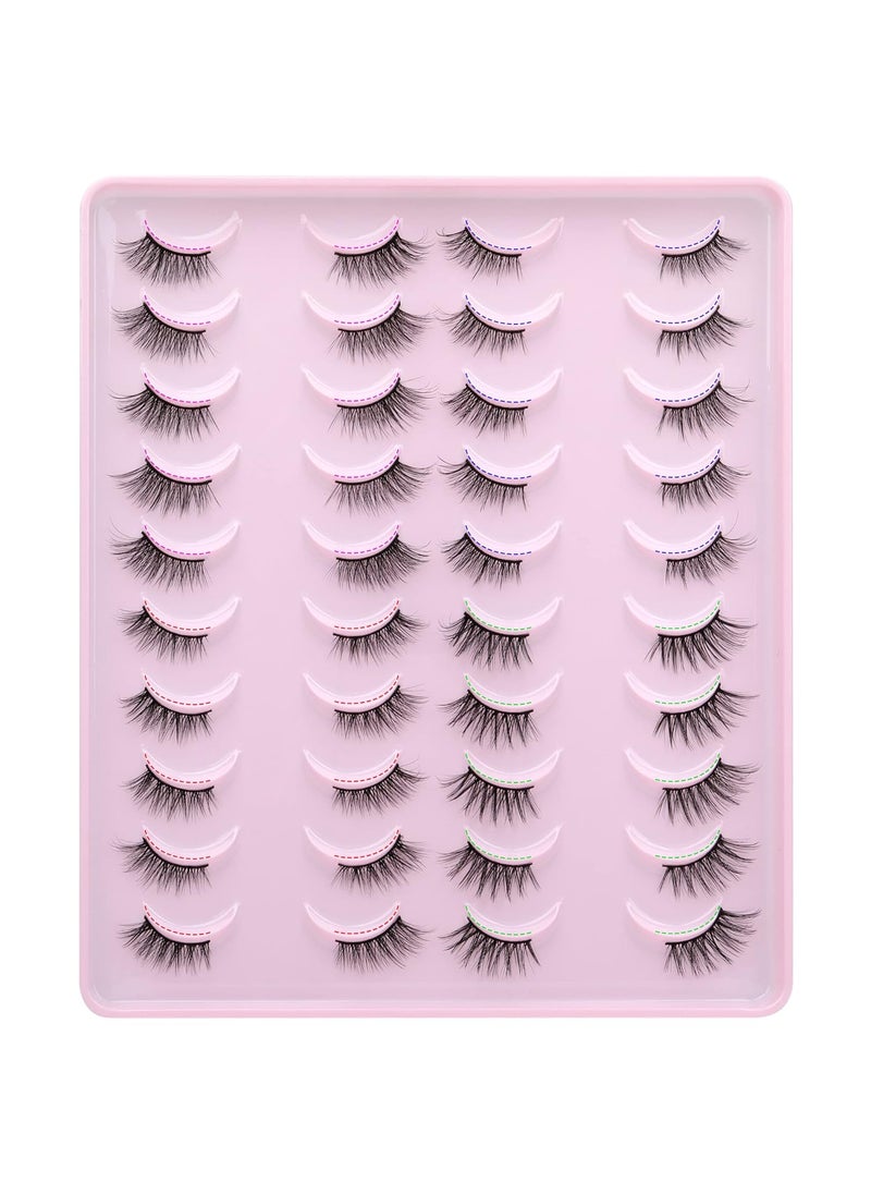 Half Lashes Natural Look Fluffy False Eyelashes Wispy 4 Styles Cat Eye Lashes 3D Natural Volume Accent Lashes 20 Pairs Pack by Yawamica