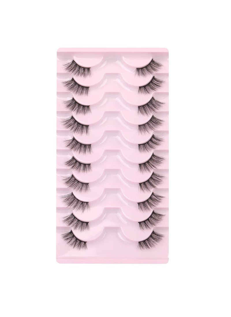wiwoseo False Eyelashes Half Lashes Natural Wispy Fluffy Faux Mink Lashes DIY Extension Eyelashes 16MM Fake Eyelashes 10 Pairs Pack