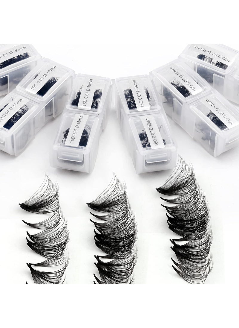 WENDY LASHES Eyelashes 1200PCS False, Premade Fans 16D Volume, Loose Promade D Curl, Mixed 9-20mm, Silk Material, Natural, Individual, 1.0582 Ounce