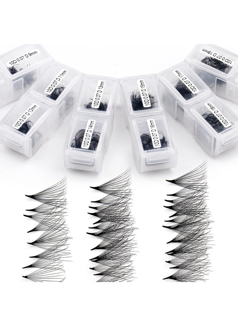 WENDY Lashes Premade Fans Eyelash Extensions 1200PCS Eyelash Extension 10D Volume Lash Extensions Loose Promade Fans D Curl Mixed 9-20mm Pointed Base Pre Made Lashes(1200PCS-10D-0.07-D, 9-20mm mixed)