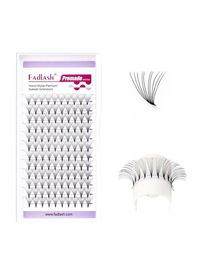 FADLASH Premade Fans Eyelash Extensions 10D 0.07 Volume Lash Fans D Curl 14mm Short Stem Handmade Volume Premade Lash Extensions Fans (10D-0.07-D-14mm)