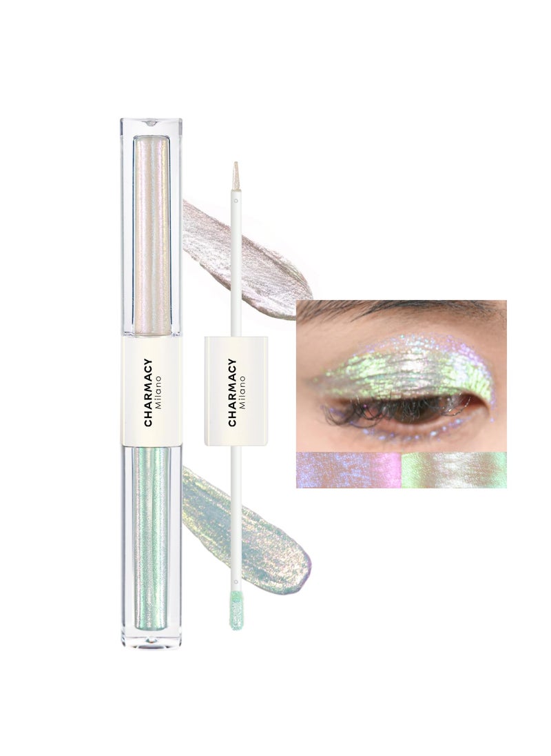 CHARMACY 2 in 1 Starlit Duochrome Liquid Eyeshadow, Glitter Sparkle Colorful Liquid Eyeliner, Quick Drying, High Pigmented, Long lasting Holographic Glitter Multichrome Eye Makeup #03