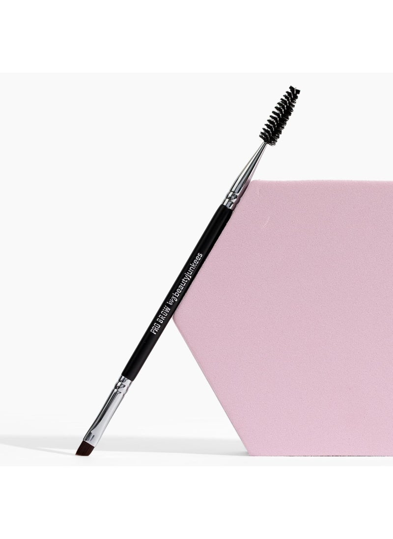 Beauty Junkees Angled Eyebrow Brush with Spoolie Brush, Duo Eye Brow Brush and Comb with Firm Thin Angle for Filler, Tint, Liner, Definer, Shaper, Tamer, Cruelty Free