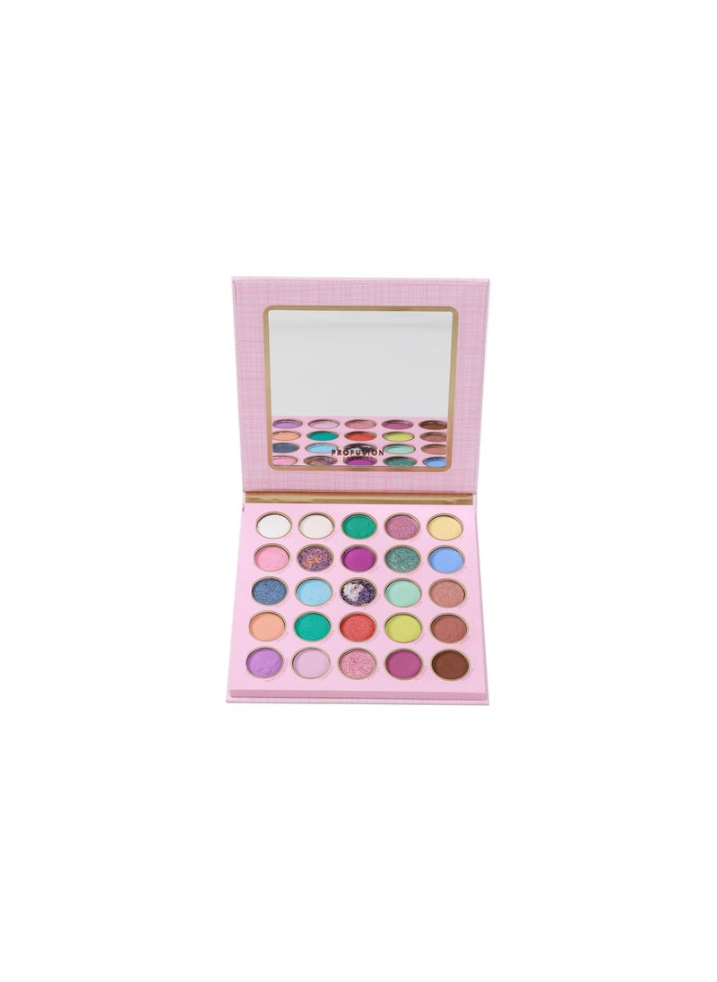 Profusion Cosmetics Empowered Butterfly 25-Shade Eye Shadow Palette, Pigmented Matte and Shimmer Shades, Blendable and Buildable Powder with Rich Colors, Long Lasting Bold Eye Looks