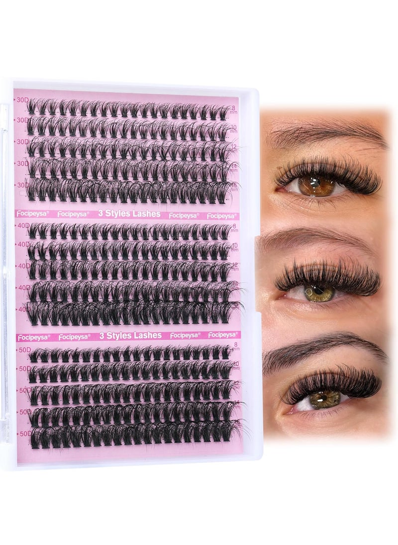 Fluffy Volume Lash Clusters DIY Lash Extension 300pcs Clusters Lashes D Curl Eyelash Extension 8-16mm Individual Lashes Mink for Self Application at Home by Focipeysa (Mink Lash Clusters 8-16mm)
