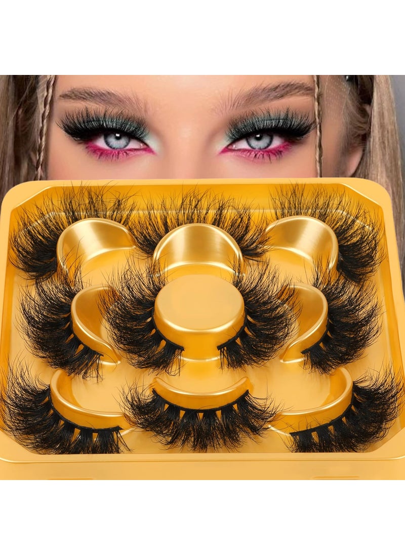 False Eyelashes Fluffy Mink Lashes Natural Look 18mm Faux Mink Lashes Wispy 5D Volume Long Strip Fake Eyelashes Pack 5 Pairs Multipack
