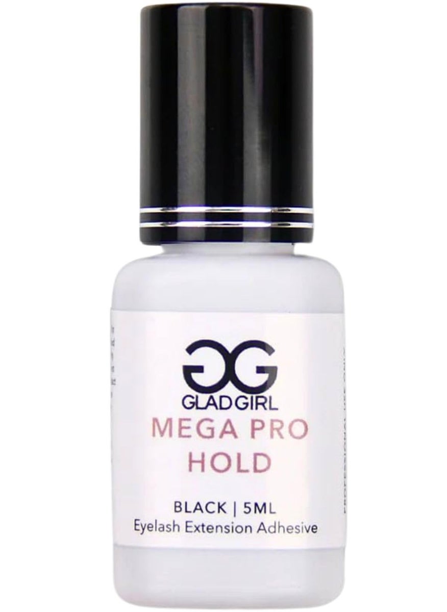 GladGirl Mega Pro Hold Lash Extension Glue for Single Strand Lashes, 5 ml, Volumizing, Low Fumes, Up to 3 Weeks Retention, Fast Drying Time