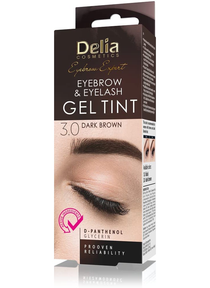 'Delia Cosmetics Pro Color Professional Gel Eyebrow Tint Ammonia - Free Color 3.0 Dark Brown 0.5 oz