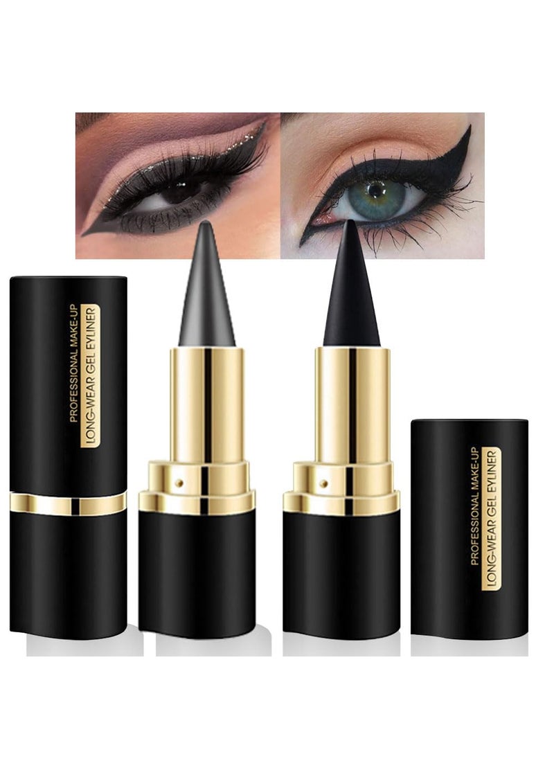 evpct 2Pcs Black Grey Gray Gel Eyeliner Pencil Eye Black Face Paint Stick Makeup Set Waterproof Matte Cream Crayon Eyeliner Pencil Set Cat Eye Liners Eyeshadow Guide delineador de ojos contra el agua
