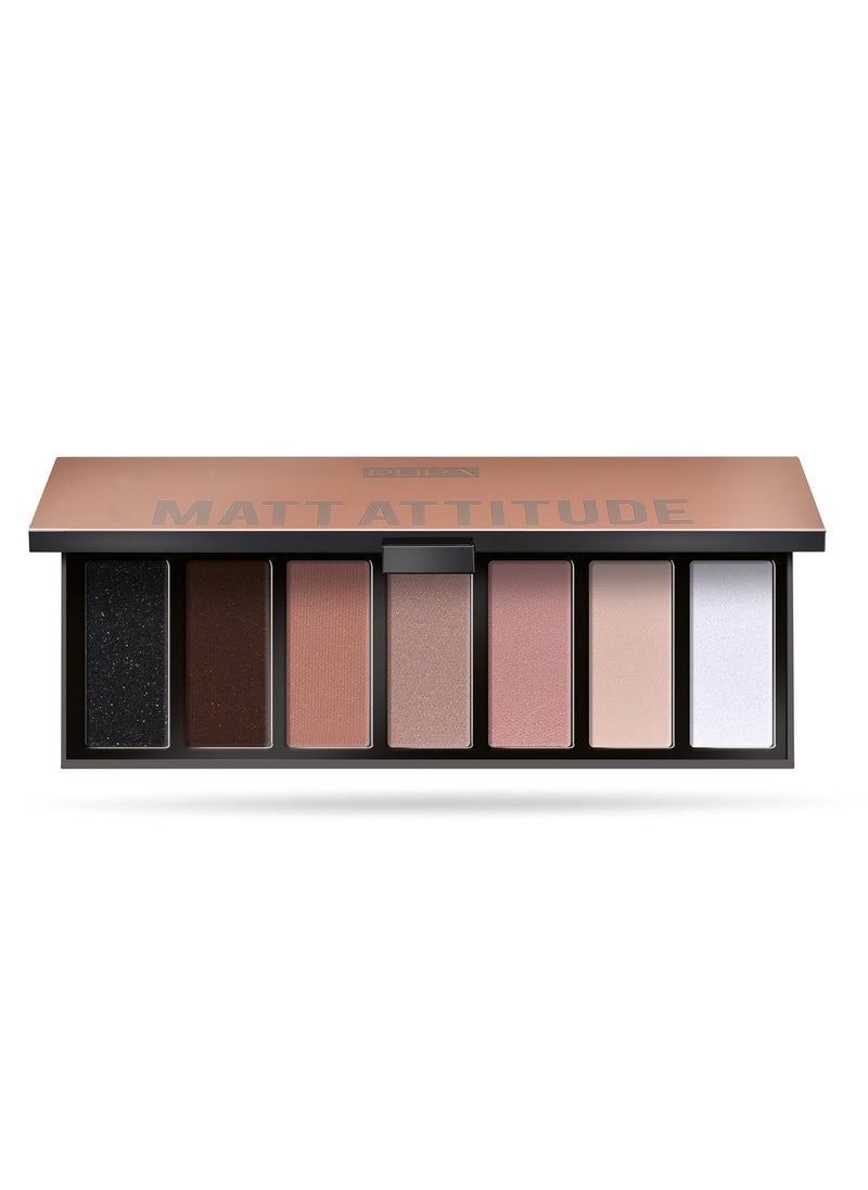 Pupa Milano Make Up Stories Eyeshadow Palette 003 Matt Attitude - 7-Shade Shadow Collection with Matte, Satin, and Metallic Color Options - High Pigment Formula - Soft, Blendable Texture - 0.469 oz
