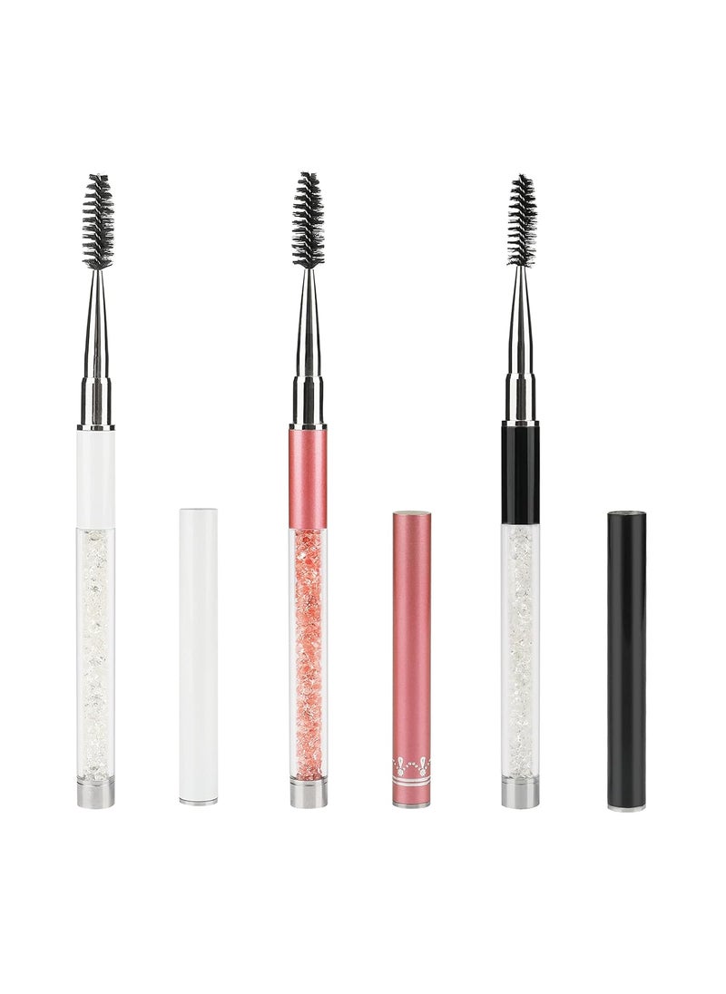 G2PLUS 3PCS Eyelash Brushes with Cap, Eye brow Brush, Eyelash Mascara Brushes Wands Applicator Makeup Tools for Travel