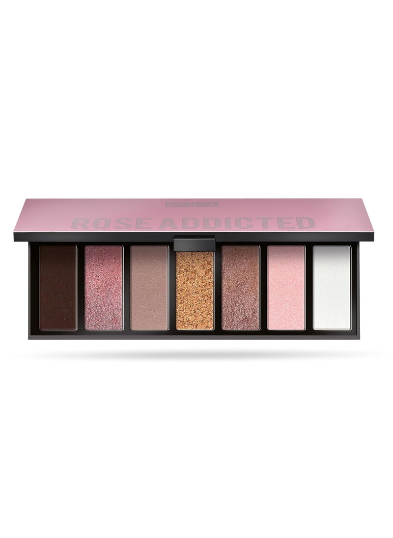Pupa Milano Make Up Stories Eyeshadow Palette 004 Rose Addicted - 7-Shade Shadow Collection with Matte, Satin, and Metallic Color Options - High Pigment Formula - Soft, Blendable Texture - 0.469 oz