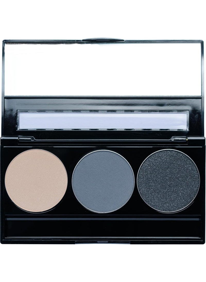Off White, Matte Medium Grey Blue, and Glitter Black Deep Navy Blue Vegan Eyeshadow Trio Palette; Talc, Paraben & Cruelty Free