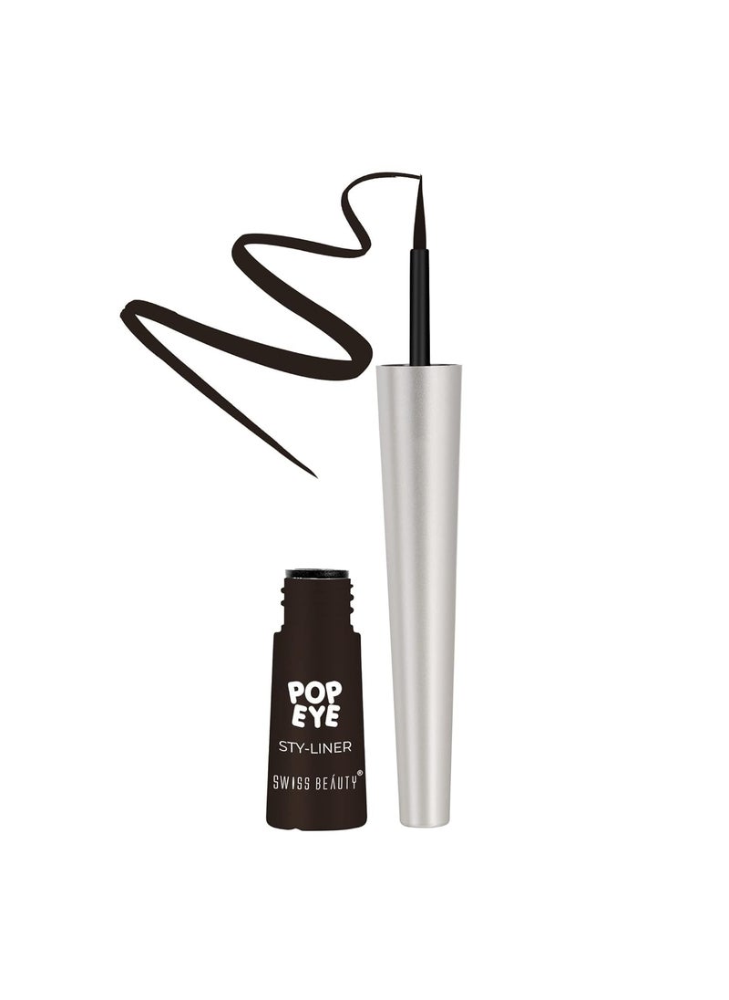 Pop Eyeliner | Waterproof And Long Lasting Liquid Eyeliner | Smudge Proof Eye Makeup |Quick Drying |Shade - Mud Brown, 3 Ml |