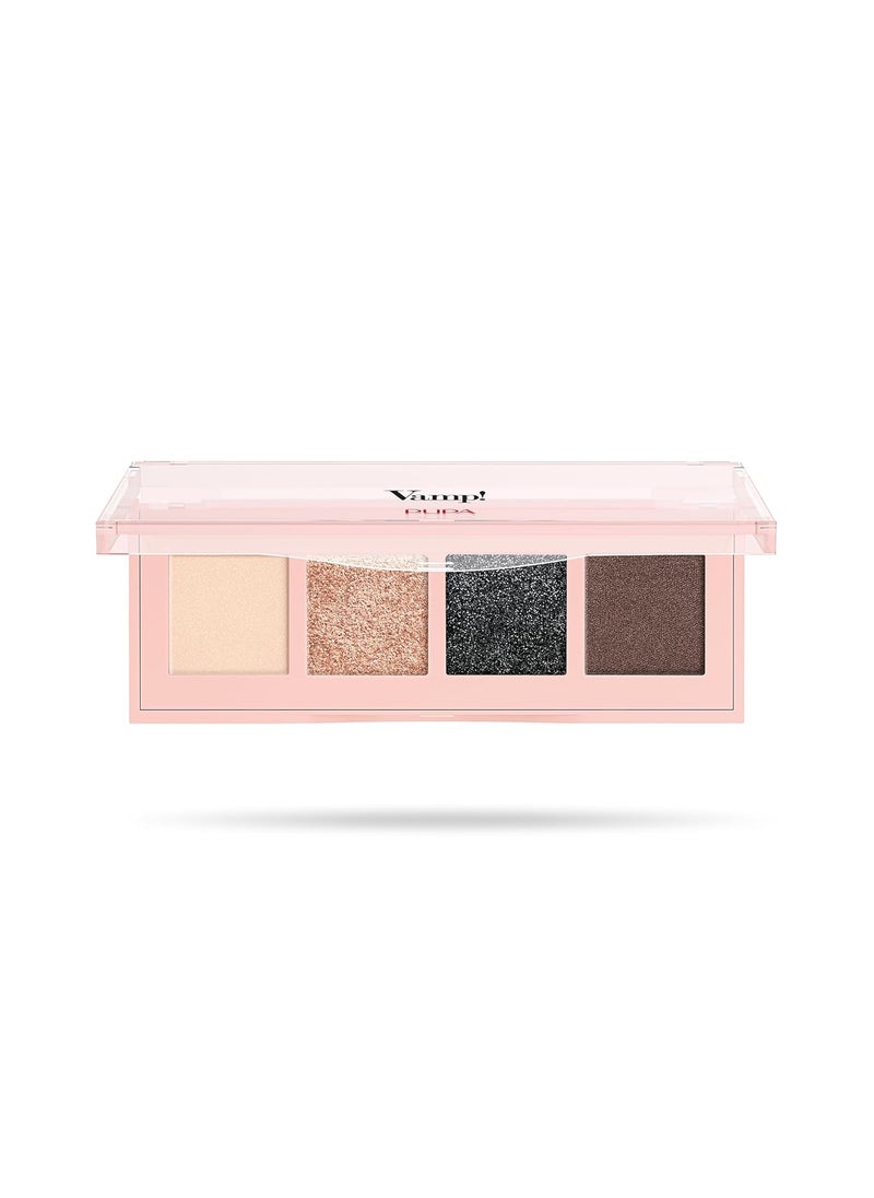 Pupa Milano Vamp! 4 Eyeshadow Palette, 006 Deep Nude, 0.183 oz - Eye Makeup - Matt, Satin, Metallic Finishes - Lightweight - Blends Easily - Talc-Free