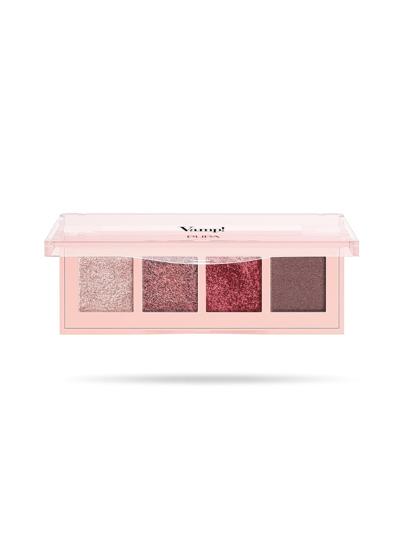 Pupa Milano Vamp! 4 Eyeshadow Palette, 003 Pinkish Bronze, 0.183 oz - Eye Makeup - Matt, Satin, Metallic Finishes - Lightweight - Blends Easily - Talc-Free