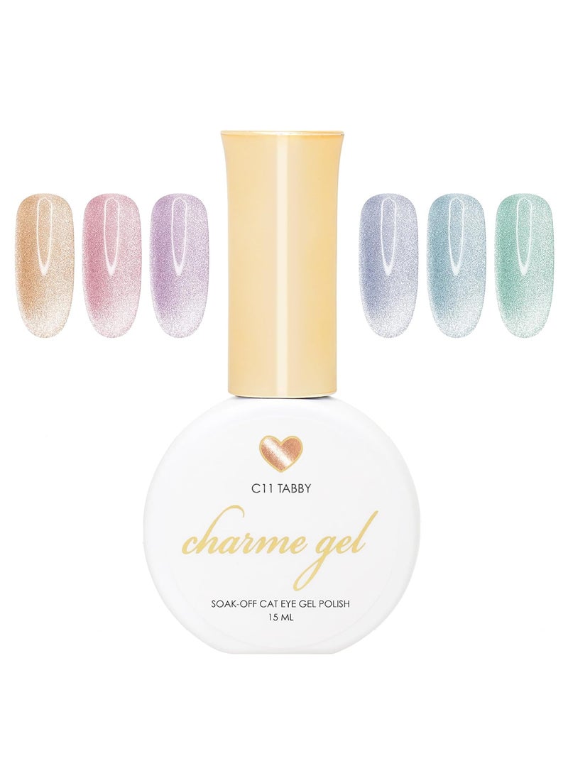 Daily Charme Pastel Velvet Cat Eye Magnetic Gel Nail Polish / (6 colors) w/ 4pcs Magnet Set, Soak Off UV Led Gel Nail Polish Set, Home DIY/Nail Salon Manicure (15 ml/Bottle)