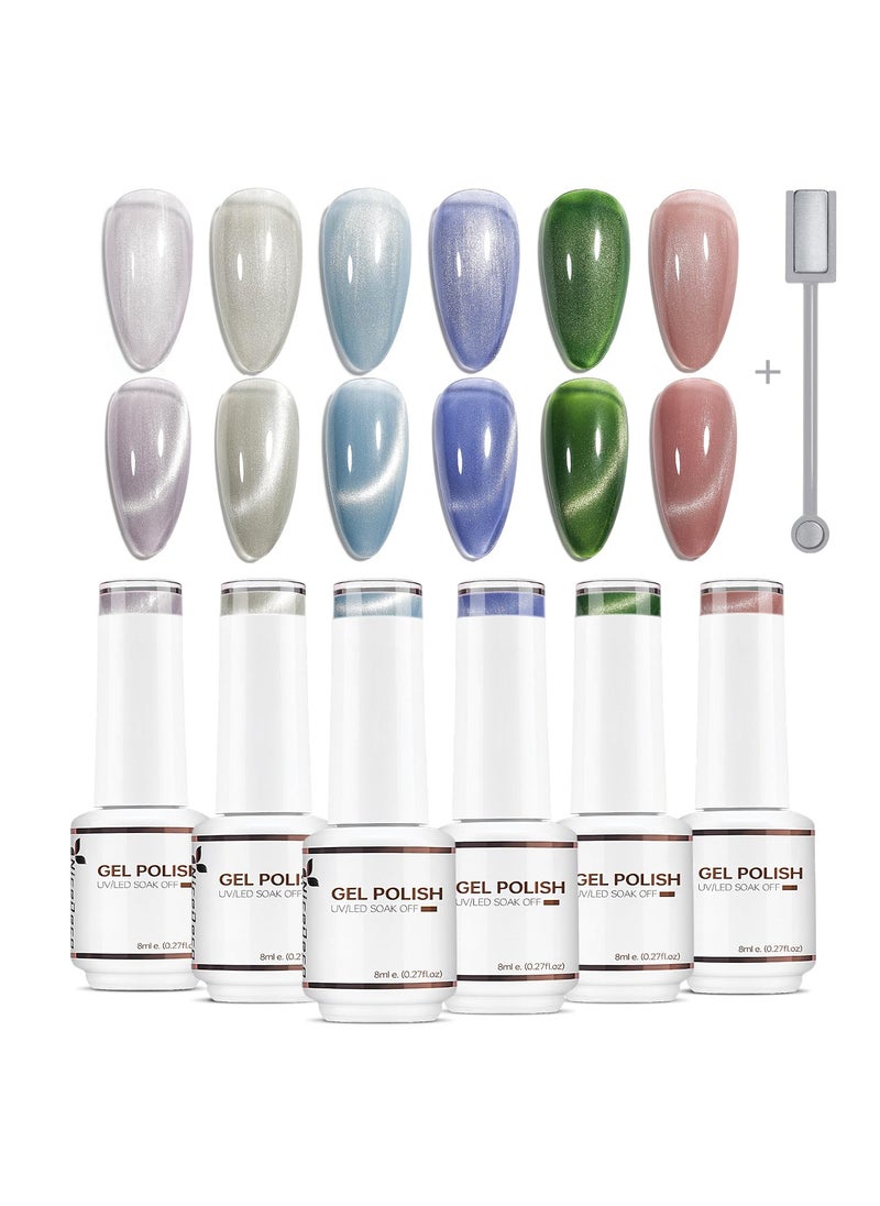 Hema Free Cruelty Free Vegan Cat Eye Gel Nail Polish 6 Colors Soak Off LED U V Gel for Nail Art Manicure Salon DIY