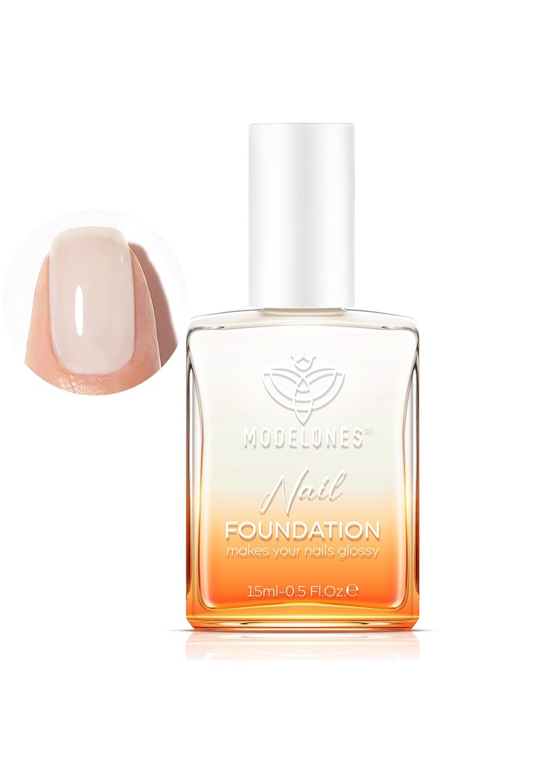 modelones Nail Strengthener, Milky White Nail Natural Concealer Foundation Polish Air Dry Nail Growth Polish for Damaged Nails Imperfection Masking Gifts for Women 15ml
