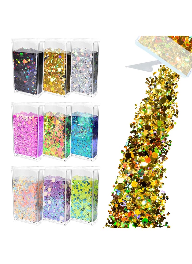 Glitter Wenida 9 Colors 105g Holographic Iridescent Chameleon Festival Sequins Craft Chunky Glitter for Arts Face Hair Body Nail