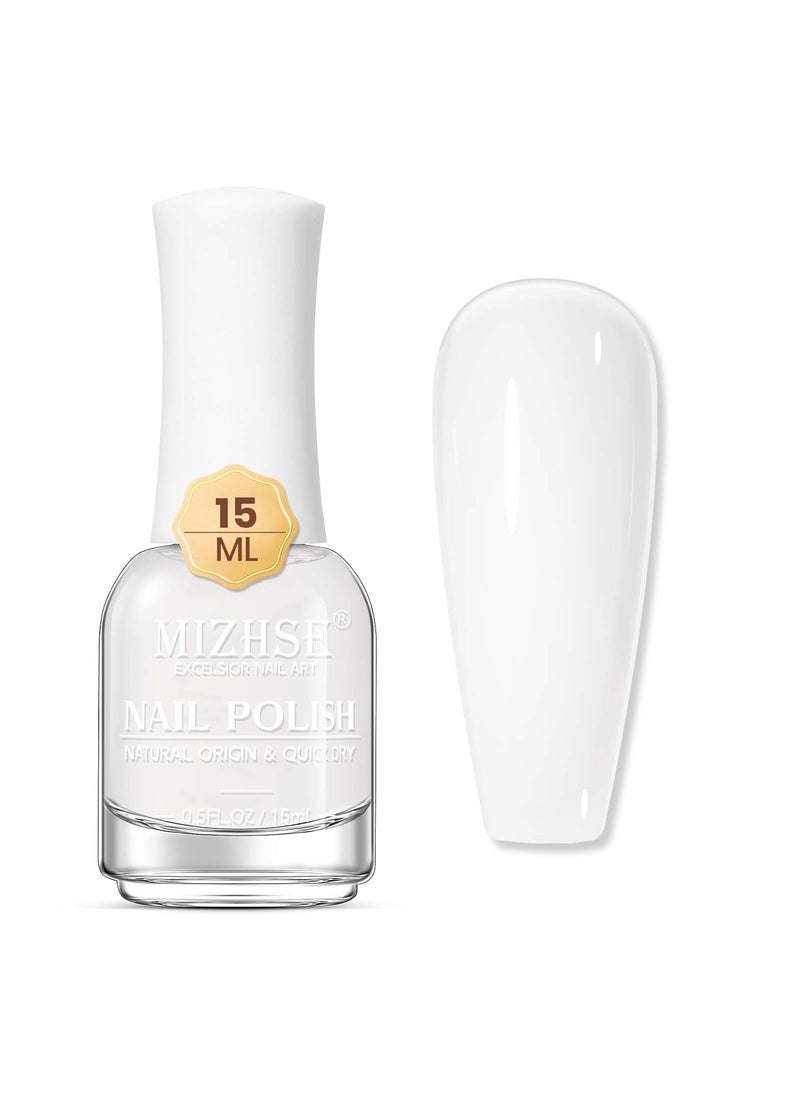 MIZHSE Quick Dry Nail Polish, Milky White Nail Polish Air Dry Fast, 15 ml Regular Water-based Nail Lacquer Non Gel Full Coverage High Glossy Shine Nail Art Manicure Home