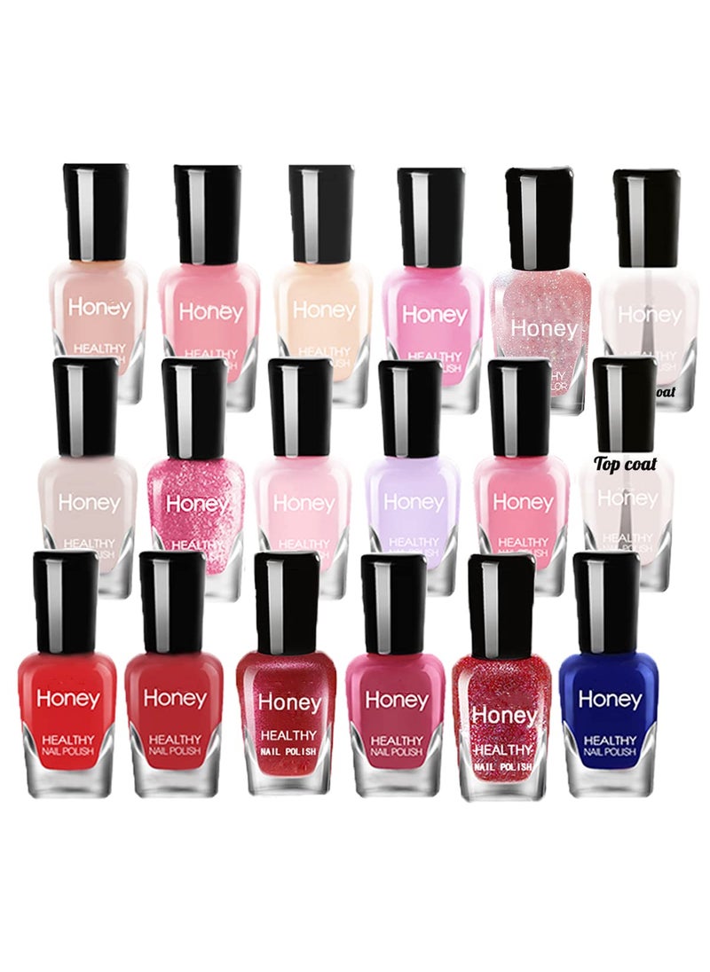Non Toxic Nail Polish Set, Easy Peel Off and Fast Dry Nail Polish Set for Pack, Eco Friendly & Organic Water Based Nail Polish for Women,Teens (18 Bottles)