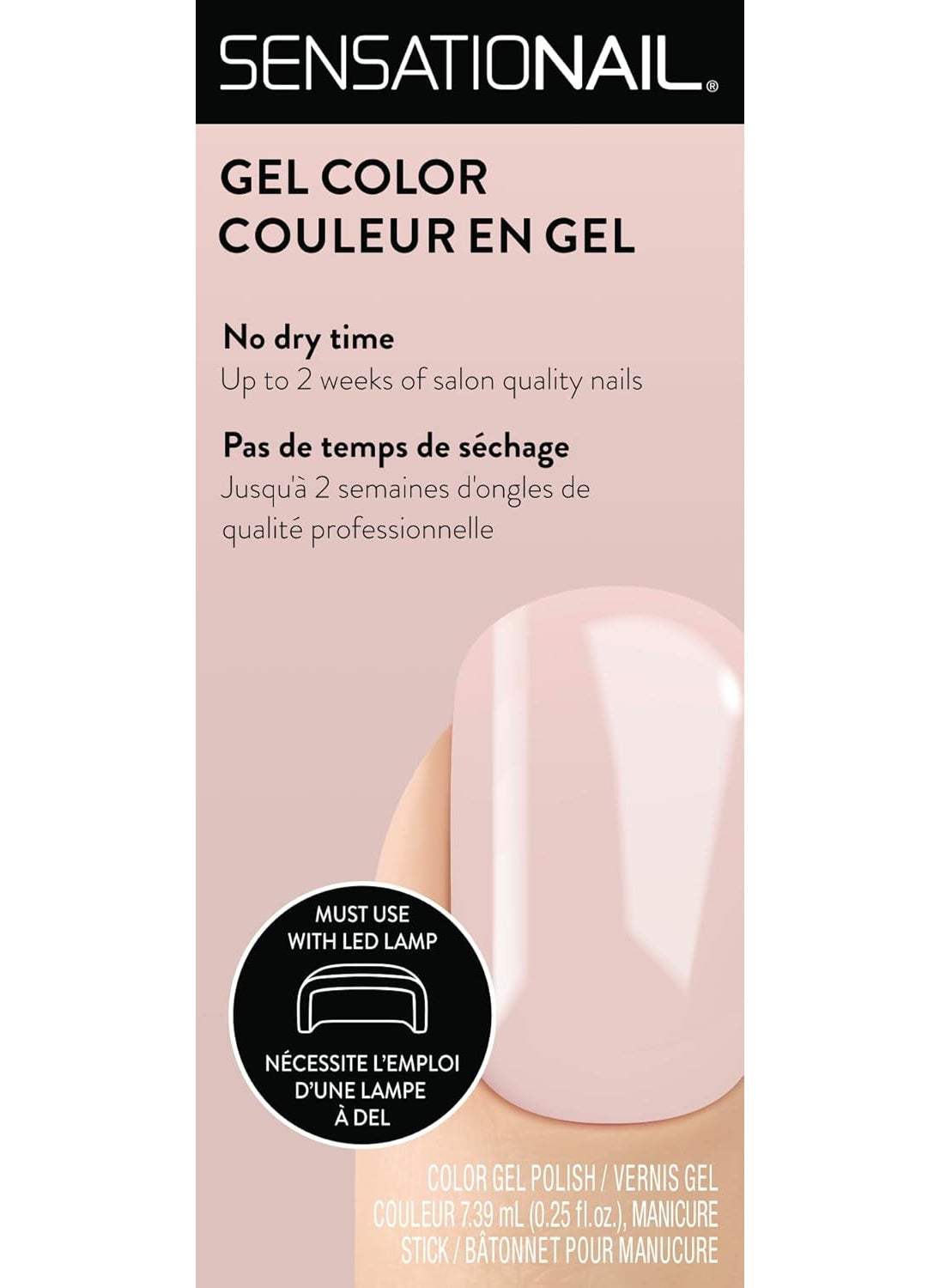 Sensationail Gel Nail Polish - At Home Gel Quick-Cure Polish - Glossy, Long-Lasting, No Dry Time - Lasts Up to 2 Weeks - Ballet All Day - 7.39 mL/0.25 fl oz