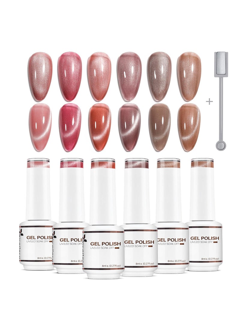 Hema Free Cruelty Free Vegan Gel Nail Polish 6 Colors Cat Eye Gel Polish Soak Off LED U V Gel for Nail Art Manicure Salon DIY