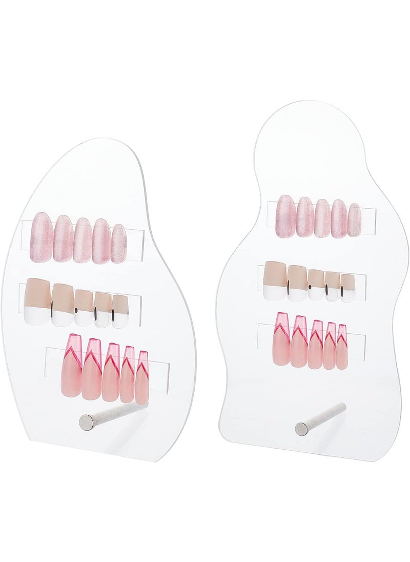 PH PandaHall 2 Sets Nail Art Display Board, 50pcs False Nail Tips Sample Display Acrylic Nail Practice Board Fingernail Display Polish Stands Showing Holder for Nail Art Design Display Manicure Tool