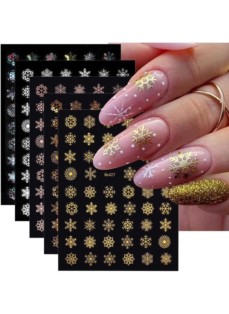 10 Sheets Christmas Snowflake Nail Stickers,Winter Christmas Themed Snow New Year Nail Art Stickers 3D Holographic Laser Colorful Xmas Snowflakes Nail Decals for Nail Designs Nail Supplies Nail Art